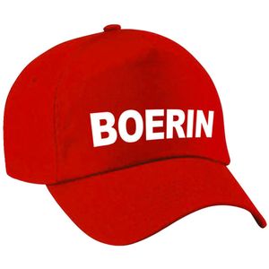 Boerin verkleed pet rood voor dames - boerin baseball cap - carnaval verkleedaccessoire voor kostuum
