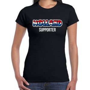 Zwart Holland fan t-shirt voor dames - Holland supporter - Nederland supporter - EK/ WK shirt / outfit