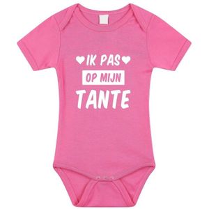 Ik pas op mijn tante tekst baby rompertje roze meisjes - Kraamcadeau - Babykleding