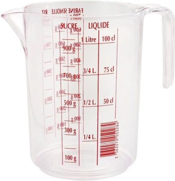 Maatbeker 1 liter transparant kunststof - Keuken accessoires en benodigdheden