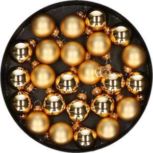 Othmar Decorations mini kerstballen - 24x st - goud - glas - 2,5 cm