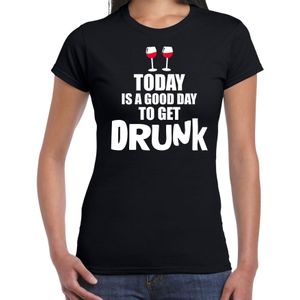 Zwart fun t-shirt good day to get drunk  - dames -  Drank / festival shirt / outfit / kleding