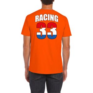 Oranje t-shirt Racing 33 supporter / race fan voor heren - race fan / race supporter / coureur supporter