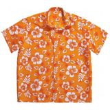 Hawaii blouse oranje met witte bloemen - Tropische verkleedkleding voor heren