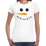Sneeuwpop Kerst t-shirt - wit - dames - Kerstkleding / Kerst outfit