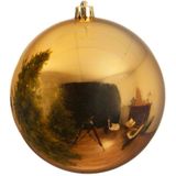 3x Grote gouden kunststof kerstballen van 20 cm - glans - gouden kerstboom versiering