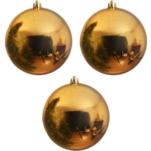 3x Grote gouden kunststof kerstballen van 20 cm - glans - gouden kerstboom versiering