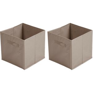 Urban Living Opbergmand/kastmand Square Box - 2x - karton/kunststof - 29 liter - beige - 31 x 31 x 31 cm - Vakkenkast manden