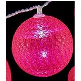 Krist+ lichtsnoer 10 led balletjes - fuchsia roze - 150 cm -batterij