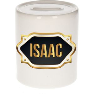 Isaac naam cadeau spaarpot met gouden embleem - kado verjaardag/ vaderdag/ pensioen/ geslaagd/ bedankt