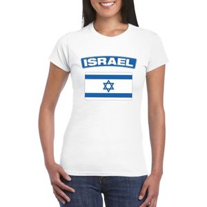 Israel t-shirt met Israelische vlag wit dames
