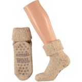 Wollen huis sokken anti-slip voor kinderen beige maat 27-30 - Slofsokken jongens/meisjes