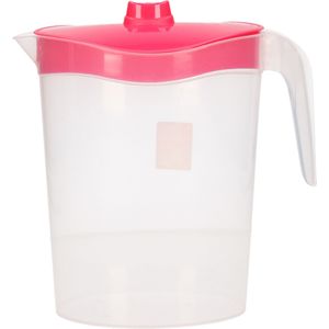 Hega Hogar Waterkan/sapkan met roze deksel - 2,5 liter - kunststof - 11 x 26 cm - schenkkan/limonade