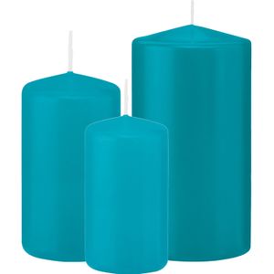 Trend Candles - Stompkaarsen set 6x stuks turquoise blauw 10-12-15 cm