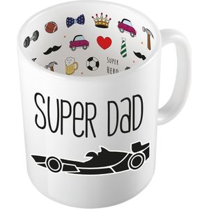 Bellatio Decorations Cadeau koffie/thee mok voor papa - zwart - super papa - Vaderdag