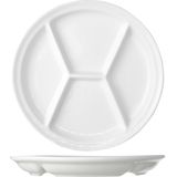 8x stuks fondue/gourmet bord/barbecuebord/gourmetbord met vakjes rond wit porselein 26 cm