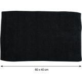 MSV Badkamerkleedje/badmat tapijtje - voor op de vloer - zwart - 40 x 60 cm - polyester/katoen