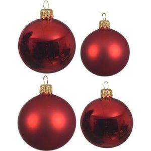 Compleet glazen kerstballen pakket kerstrood glans/mat 38x stuks - 18x 4 cm en 20x 6 cm
