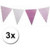 3 lila paarse vlaggenlijnen met stippen