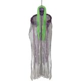 Halloween/horror thema hang decoratie Skelet/Heks - lichtgevend haar - griezel pop - 120 cm