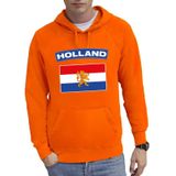 Oranje Holland vlag hoodie / hooded sweater heren - Oranje fan/ supporter kleding