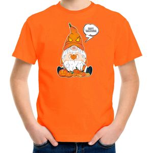 Bellatio Decorations halloween verkleed t-shirt voor kinderen - pompoen kabouter/gnome - oranje
