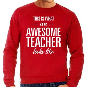 Awesome Teacher - geweldige leraar cadeau sweater rood heren - meester / docent verjaardag cadeau