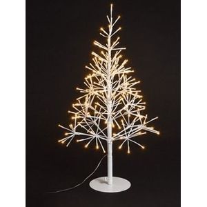2x Verlichte witte boompjes / lichtbomen 50 cm - Witte kerstboom met licht - kerstdecoratie en kerstversiering