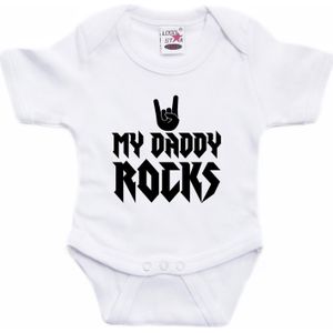 Daddy rocks tekst baby rompertje wit jongens en meisjes - Kraamcadeau/ Vaderdag cadeau - Babykleding