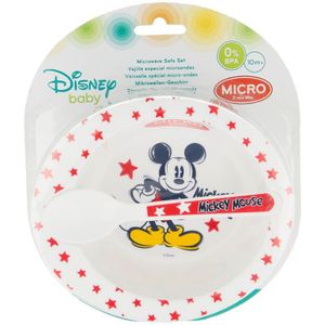 Disney Mickey Mouse papschaaltje met lepel melamine 16 cm - Kommetjes/schaaltjes voor kinderen