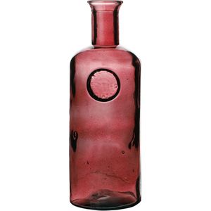 Natural Living Bloemenvaas Olive Bottle - robijn rood transparant - glas - D13 x H27 cm - Fles vazen
