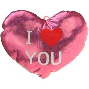 Pluche glimmend hart roze met tekst I love you - Valentijnsdag cadeau