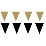 Zwart/Gouden feest punt vlaggetjes pakket - 60 meter - slingers / vlaggenlijn