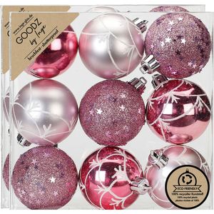 Inge Christmas Goodz luxe kerstballen- 18x - 6 cm -kunststof -roze