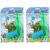 2x Waterpistolen/waterpistool groen klein van 18 cm kinderspeelgoed - waterspeelgoed van kunststof