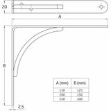AMIG Plankdrager/planksteun van metaal - 2x - gelakt zilvergrijs - H250 x B200 mm - boekenplank steunen - tot 65 kg