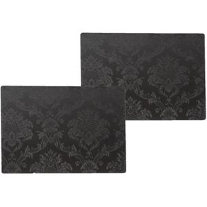 8x stuks stevige luxe Tafel placemats Amatista zwart 30 x 43 cm - Met anti slip laag en Pu coating toplaag