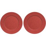 4x Ronde onderzet borden rood met glitters 33 cm - onderborden