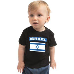 Israel baby shirt met vlag zwart jongens en meisjes - Kraamcadeau - Babykleding - Israel landen t-shirt