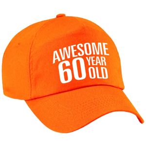 Awesome 60 year old verjaardag pet / cap oranje voor dames en heren - baseball cap - verjaardags cadeau - petten / caps