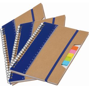 Pakket van 3x stuks schoolschriften/collegeblokken A5 - blauw - Notitieboeken