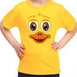 Bellatio Decorations dieren verkleed t-shirt kinderen - eend gezicht - carnavalskleding - geel