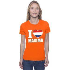 Oranje I love Maxima shirt dames - Oranje Koningsdag/ Holland supporter kleding