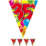 Folat - Verjaardag 35 jaar feest thema set 50x ballonnen en 2x leeftijd print vlaggenlijnen
