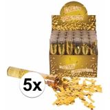 5x stuks confetti kanonnen metallic goud 20 cm