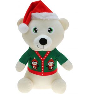 Pluche witte beer knuffel 30 cm knuffelbeer - Kerstknuffels/kerstknuffeltjes -  pluche witte beren knuffel voor kinderen