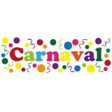 Carnaval/party decoratie raamsticker - 2x - gekleurde letters - versiering - 75 x 25 cm
