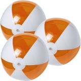 10x stuks opblaasbare strandballen plastic oranje/wit 28 cm - Strand buiten zwembad speelgoed