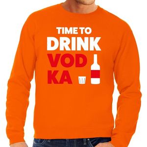 Time to Drink Vodka tekst sweater oranje heren - heren trui Time to Drink Vodka - oranje kleding