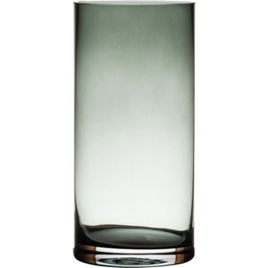 Transparant grijze home-basics Cylinder vaas/vazen van glas 25 x 12 cm - Bloemen/boeketten - binnen gebruik